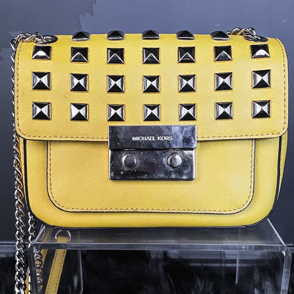 Michael Kors yellow crossbody studded bag